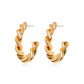Ins geometric C-shaped hoop earrings female retro exaggerated personality metal braided earrings punk hip-hop earrings