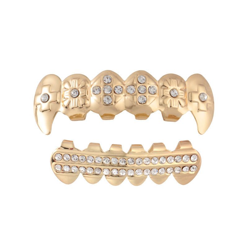 HIPHOP full diamond metal hip hop poker shape braces fashion trend rock denture jewelry