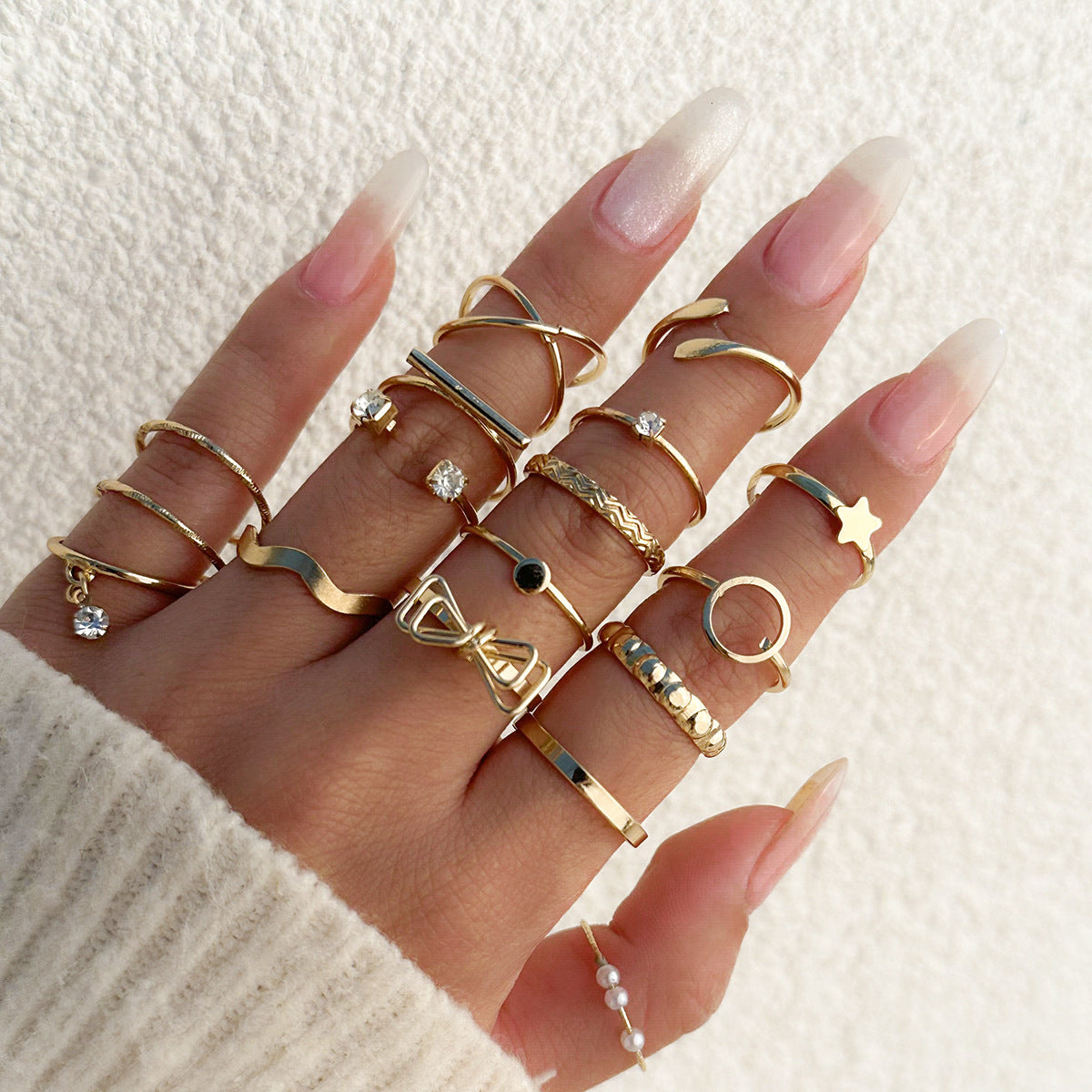 Jewelry Mix and Match Xingyue Ring Set Female Personality Micro-inlaid Butterfly Geometric Ring Jewelry