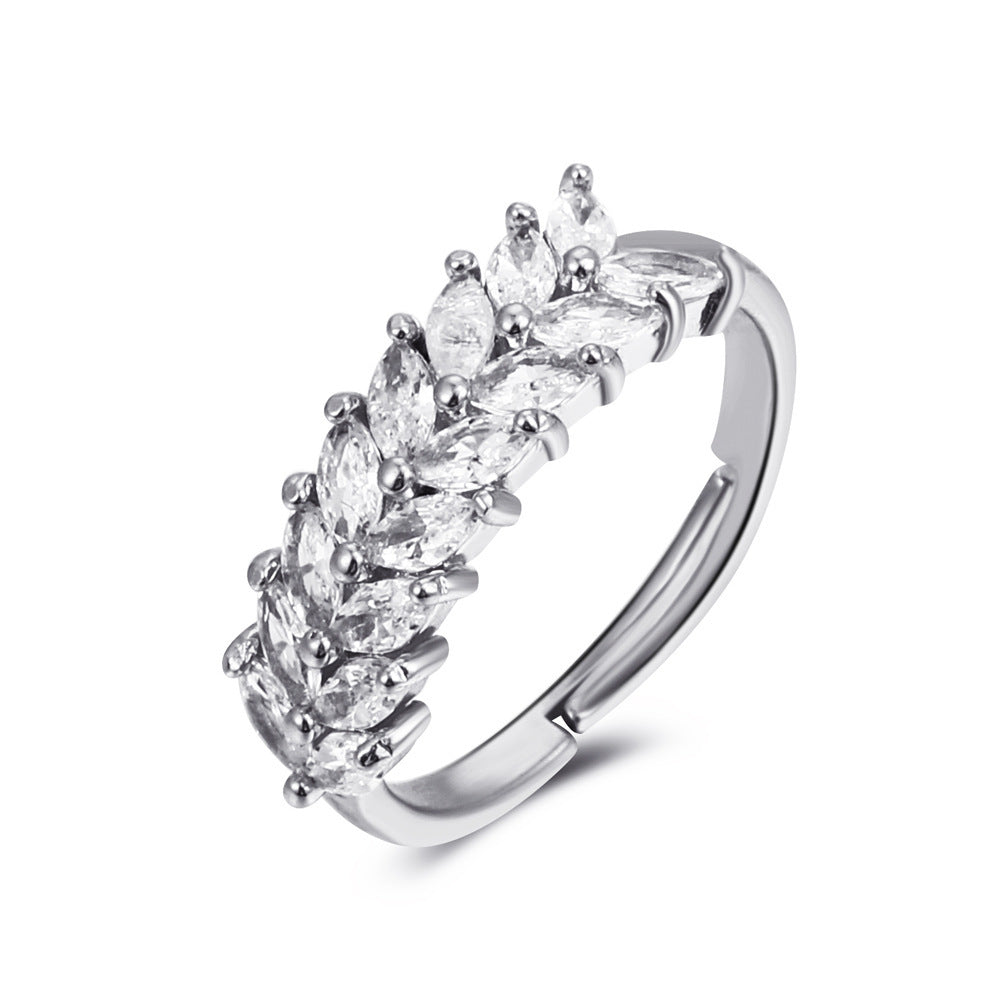 Ins super fairy zircon butterfly open ring female fashion light luxury wheat ear index finger ring simple star ring
