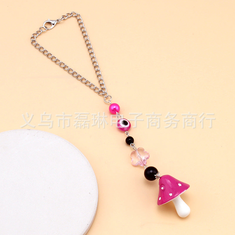 Fashion cartoon resin color small mushroom creative key chain men and women car bag key chain pendant