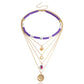 Jewelry Bohemian retro multi-layer color soft pottery geometric round pendant necklace female personality