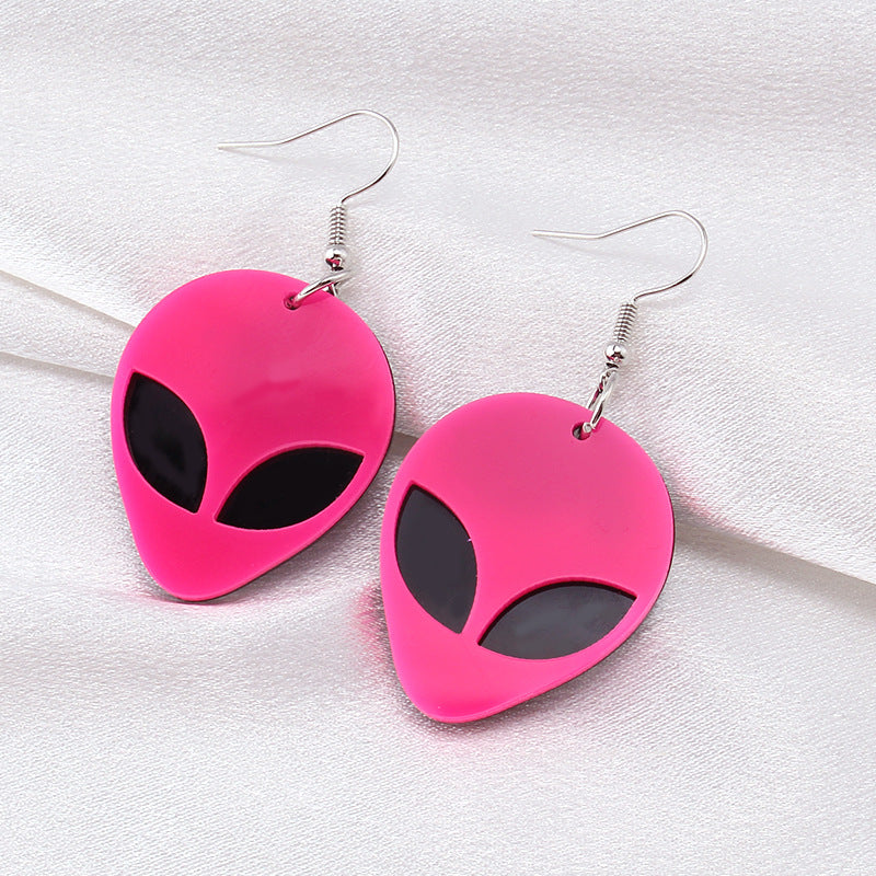 Fluorescent green alien earrings earrings temperament acrylic earrings exaggerated trend big ear jewelry women