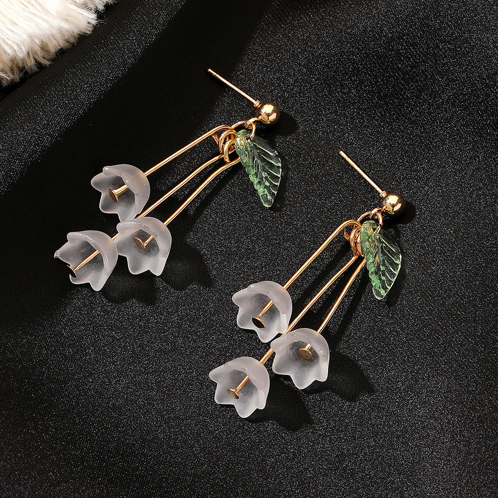 Ice Flower Tassel Earrings Temperament Long Multi-layer Crystal Petal Earrings Dongdaemun Internet Celebrity Earrings