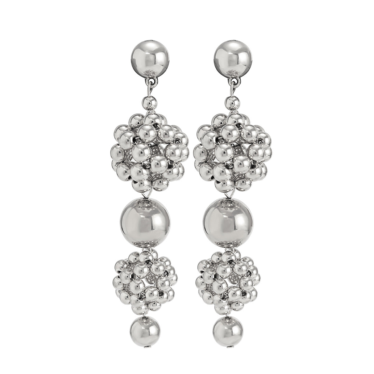 Jewelry Temperament Retro Xiaoxiang Imitation Pearl Earrings Niche Design Beaded Metal Earrings