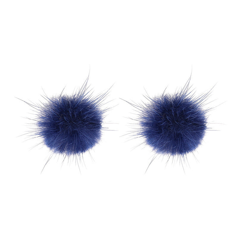 Fashion color fur ball earrings female autumn and winter personality mink plush ball earrings fresh and sweet earrings