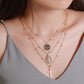 Retro Multilayer Necklace Creative Coin Love Lock Sweater Chain Metal Thick Chain Clavicle Chain Accessories