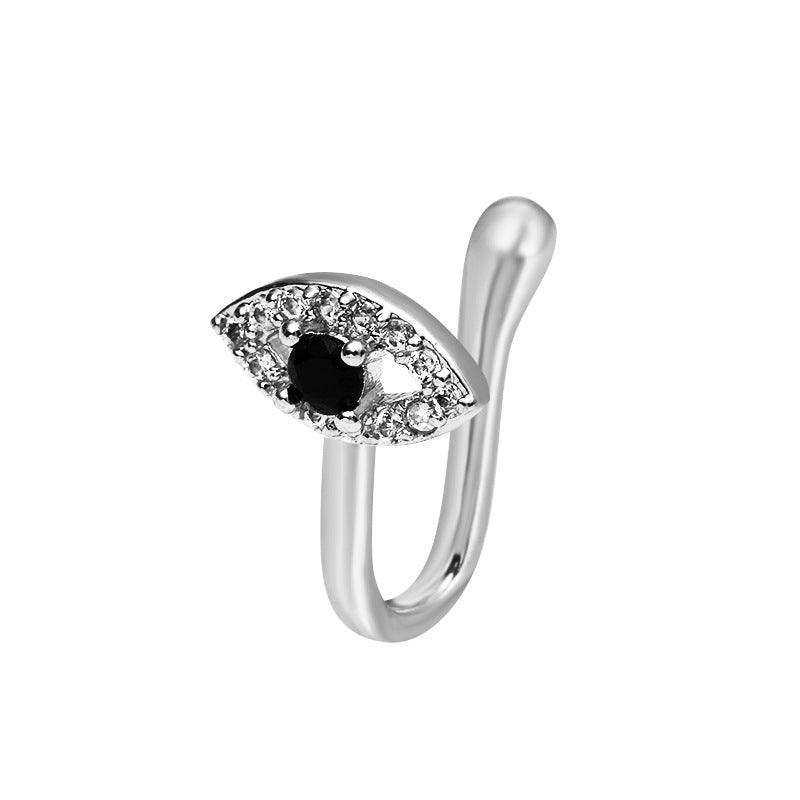 Devil's eye piercing-free nose clip fashion micro-inlaid zircon fake nose ring U-shaped puncture jewelry
