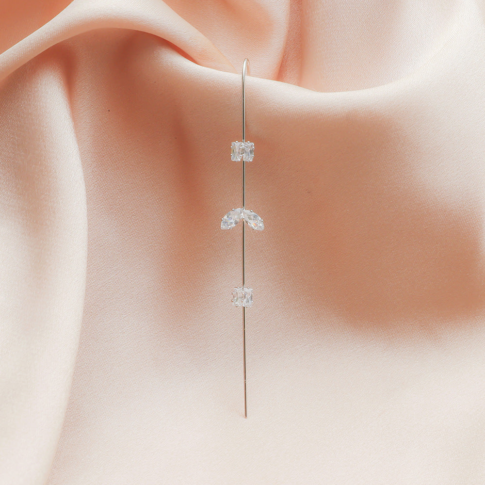 Piercing Ear Needles Temperament Inlaid Zircon Earrings Star Letters Surrounding Auricle Style Slash Earrings