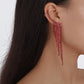 E1274 Temperament Simple Pop Earrings Net Red Tassel Rhinestone Ear Needles Geometric Banquet Exaggerated Earrings