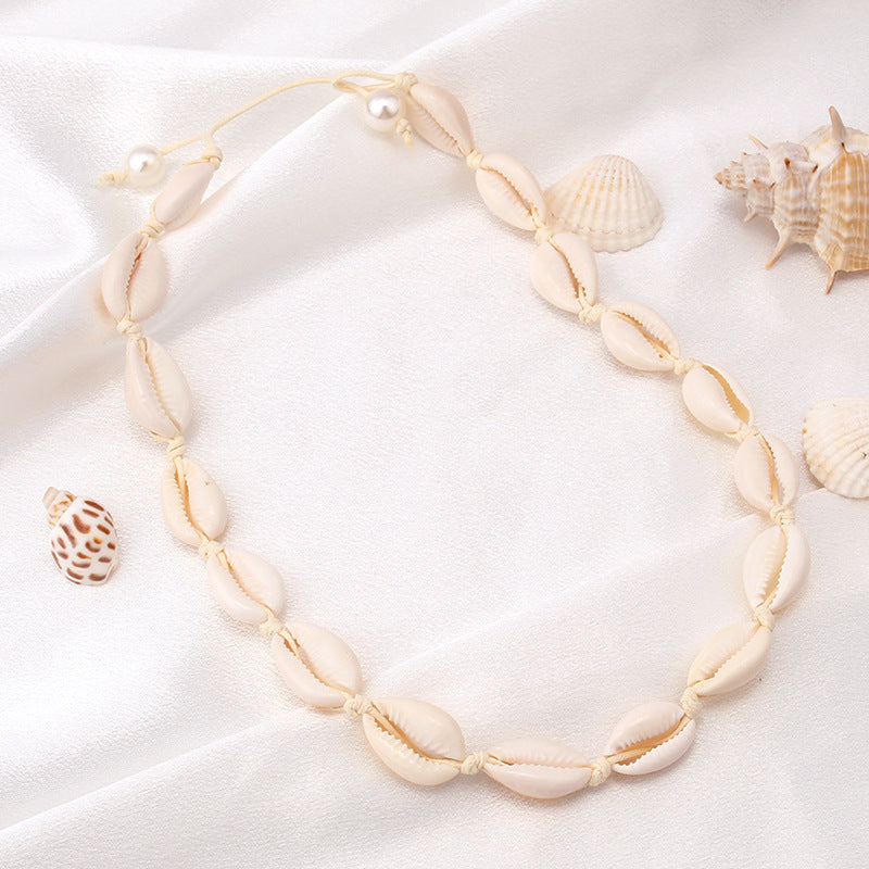 Creative Natural Handwoven Shell Necklace Fashion Simple Ethnic Beach Clavicle Chain Popular Jewelry