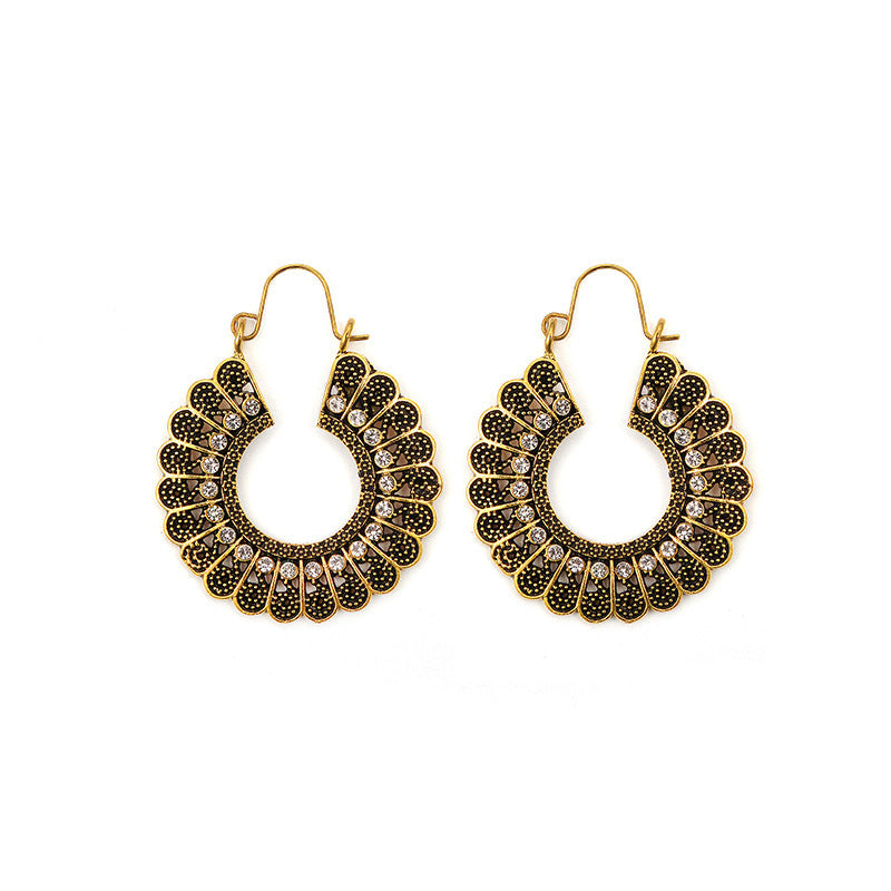 Ethnic Earrings Bohemian Hollow Carved Earrings Fashion Geometric Metal Vintage Earrings