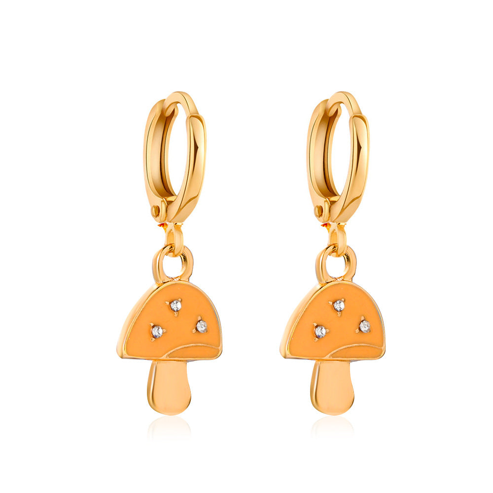 Ins cute drop earrings colorful alien flowers mushroom gossip earrings simple earrings