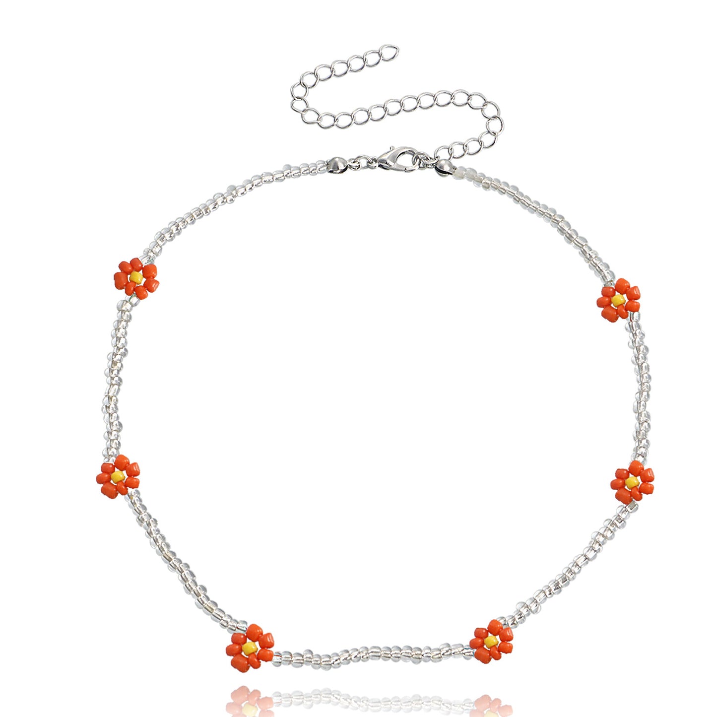 Necklace Jewelry Bohemian Transparent White Rice Beads Colorful Daisy Flower Necklace Necklace Female Niche Design