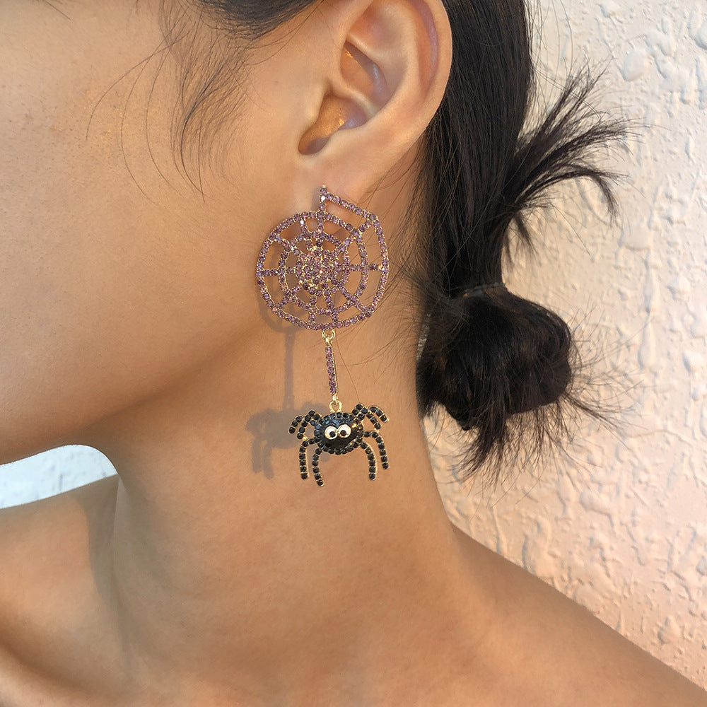 Spider earrings Halloween exaggerated dark earrings personality funny design earrings