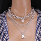 Frosty Creative Portrait Coin Metal Design Net Red Clavicle Chain Geometric Imitation Pearl Pendant Necklace