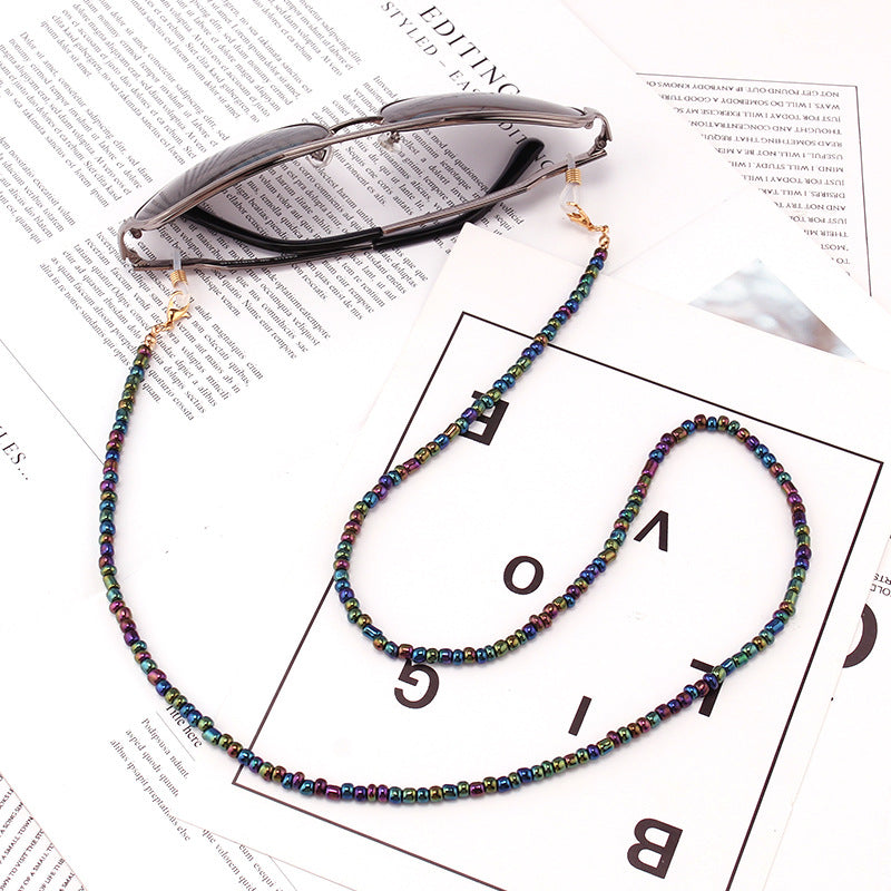 Jewelry multifunctional glass rice bead glasses fixed rope ladies mask mask dual-use chain