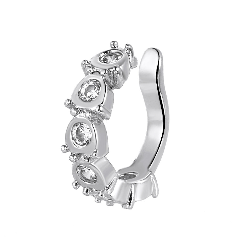 Simple zircon hole-free ear clip fashion retro geometric C-shaped ear bone clip niche design temperament earrings women