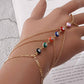 Explosive ins punk love imitation pearl bracelet exaggerated personality metal finger chain bracelet for women