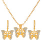 Jewelry set female fashion diamond note crown butterfly necklace earrings set ins tide