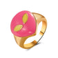 ins color drop oil love ring love alien grid ring fashion accessories