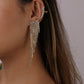 E1274 Temperament Simple Pop Earrings Net Red Tassel Rhinestone Ear Needles Geometric Banquet Exaggerated Earrings