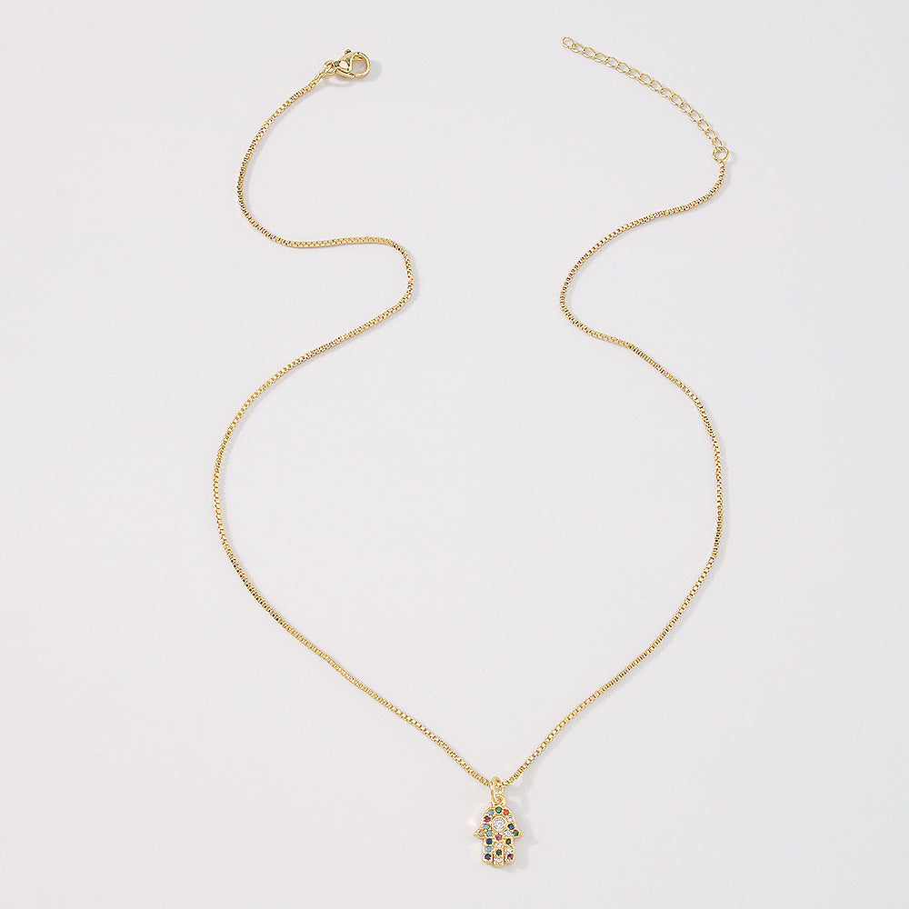 ZN55 fashion necklace creative palm eyes micro-inlaid zircon necklace retro simple single-layer necklace