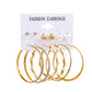 Pearl Earring Set Fashion Butterfly Earrings Metal Geometric Hoop Earrings Six-Piece Set