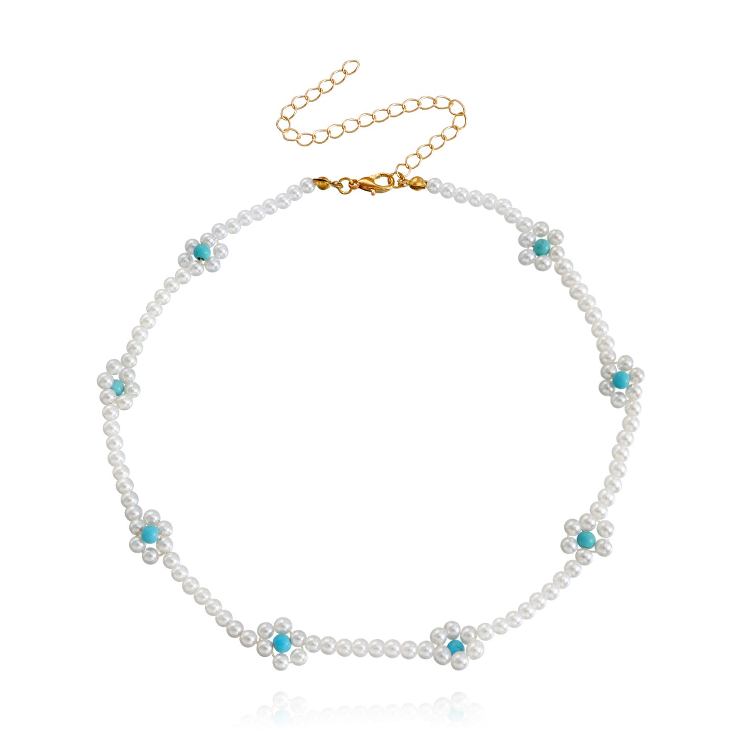 Jewelry Bohemian Imitation Pearl Handwoven Beaded Flower Necklace Female Baby Bead Necklace