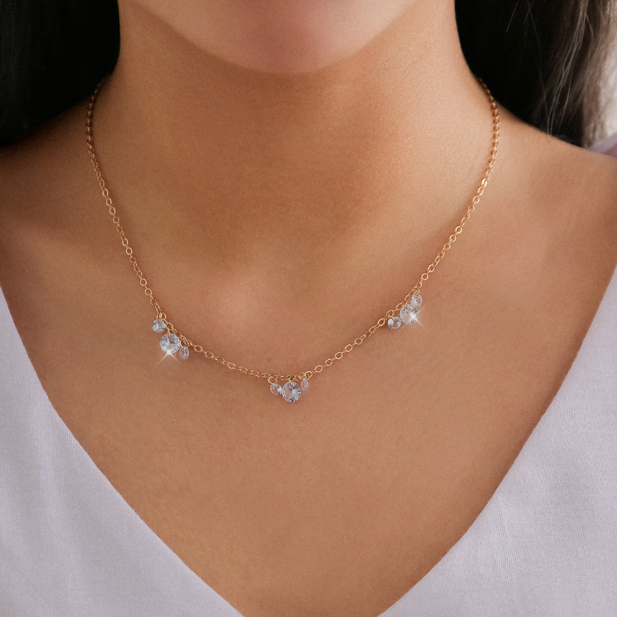 Jewelry Simple Imitation Pearl Star Tassel Necklace Personality Cold Water Drop Pendant Necklace Female