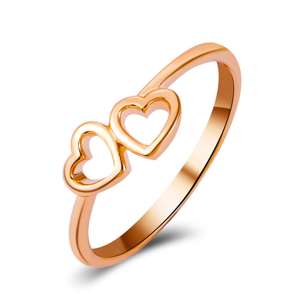 ins simple hollow love ring female fashion temperament niche design metal geometric heart-shaped index finger ring