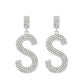 Ins full diamond letter earrings female fashion temperament niche design English letter earrings temperament earrings tide