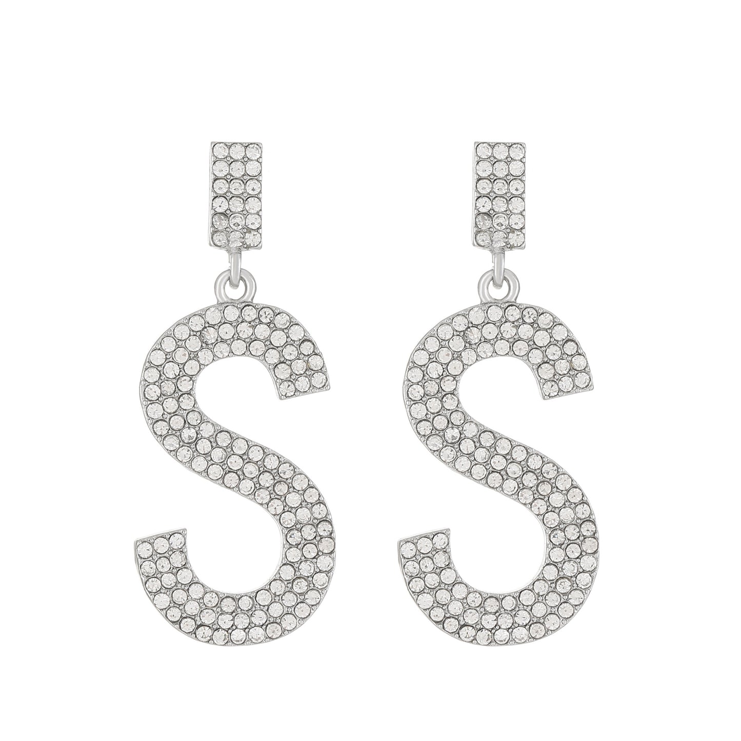 Ins full diamond letter earrings female fashion temperament niche design English letter earrings temperament earrings tide