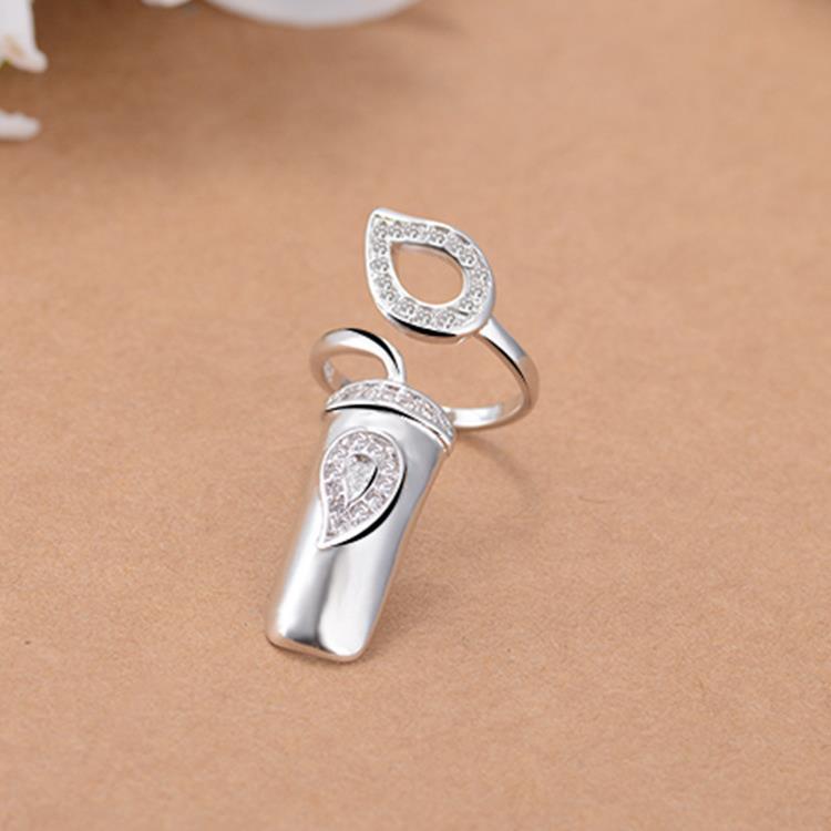 Personality Fashion Creative Open Knuckle Ring A Ring Women's Temperament Diamond Nail Set Jewelry