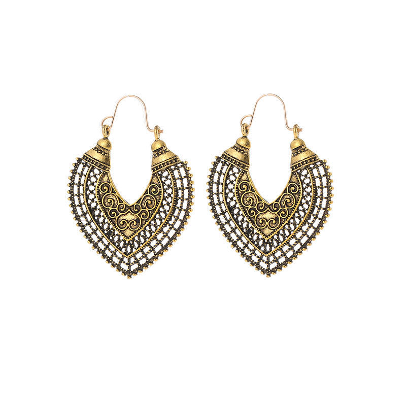 Ethnic Earrings Bohemian Hollow Carved Earrings Fashion Geometric Metal Vintage Earrings