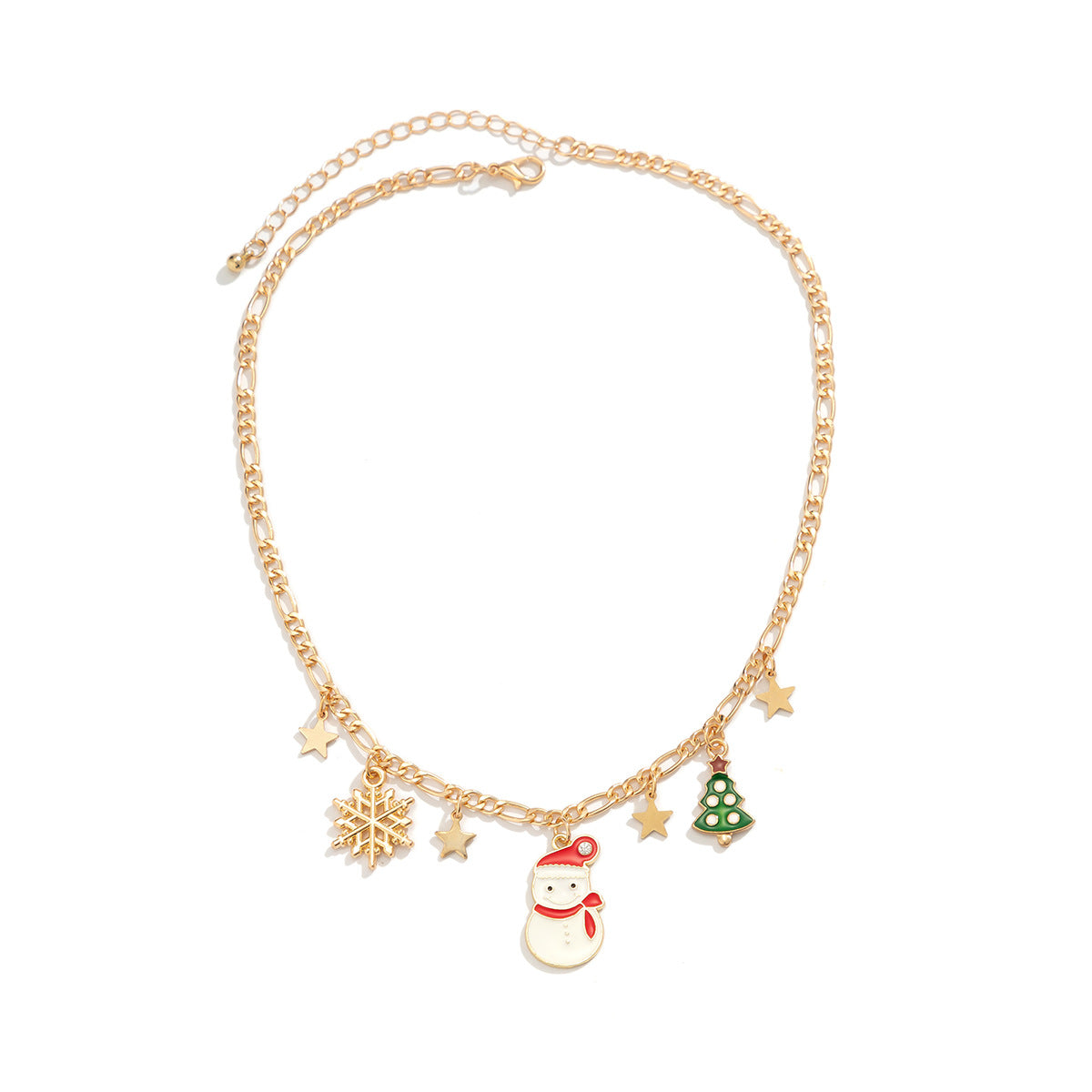 Jewelry Creative Diversified Christmas Tree Snowman Necklace Female Simple Imitation Pearl Drip Oil Star Necklace