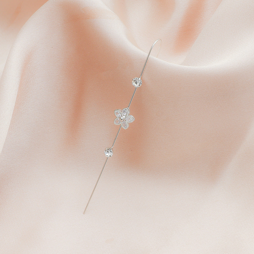 Piercing Ear Needles Temperament Inlaid Zircon Earrings Star Letters Surrounding Auricle Style Slash Earrings