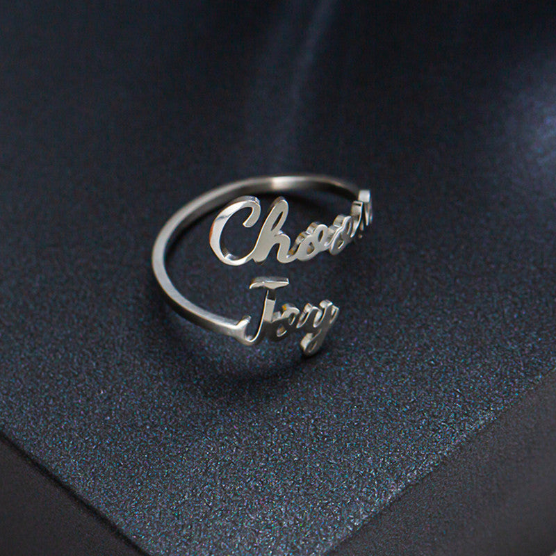 ChooseJoy Letter Ring Titanium Steel 18K Furnace Vacuum Plating Explosive Accessories