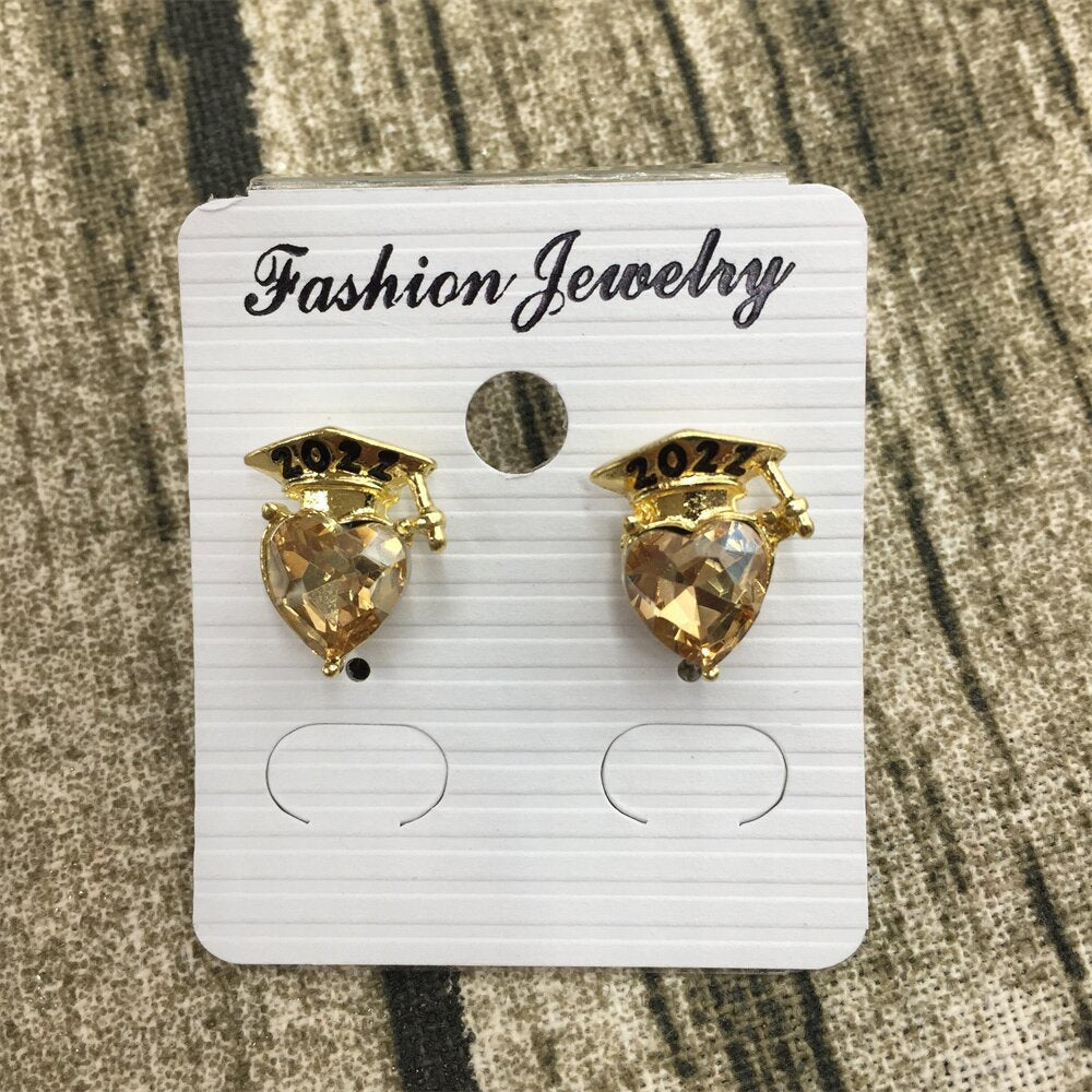 Doctor's hat love crystal earrings graduation season commemorative ear ornaments fresh and lovely multi-color optional