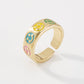 ZR15 Simple dripping oil opening ring temperament cute smiling face ring retro sweet fashion jewelry