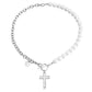 Niche design high-end splicing chain imitation mother-of-pearl pendant necklace female cold OT buckle pearl necklace