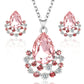 Fashion Jewelry Set Simple Water Drop Crystal Gem Pendant Necklace Earrings Stud Set Female Jewelry