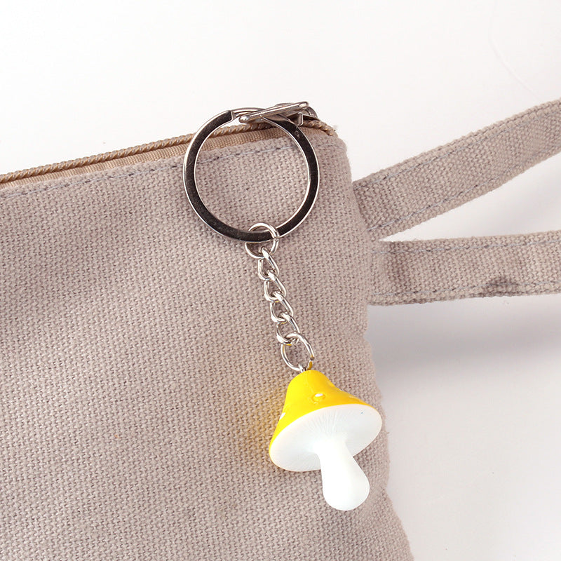 Creative cartoon color small mushroom key chain bag mobile phone car key ring pendant cartoon mushroom pendant