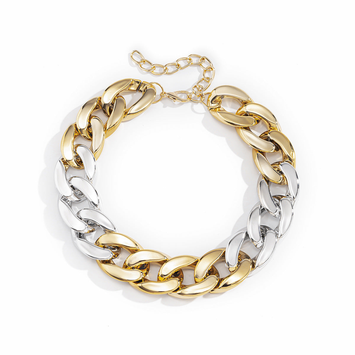 Jewelry Exaggerated Punk Geometric Single Layer Men's and Women's Necklace Fashion Trend Mixed Color Thick Chain Necklace