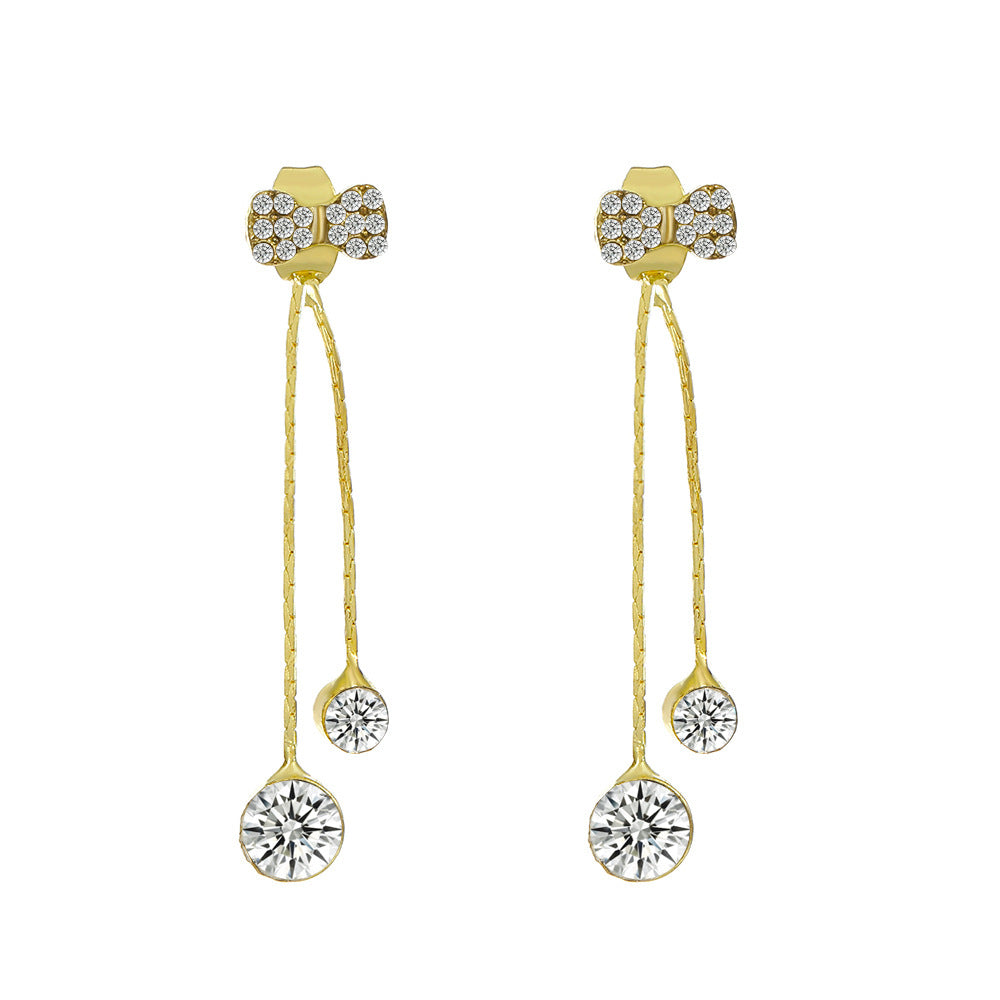 ins pearl tassel earrings women's French light luxury personality star bow earrings earrings earrings temperament earrings