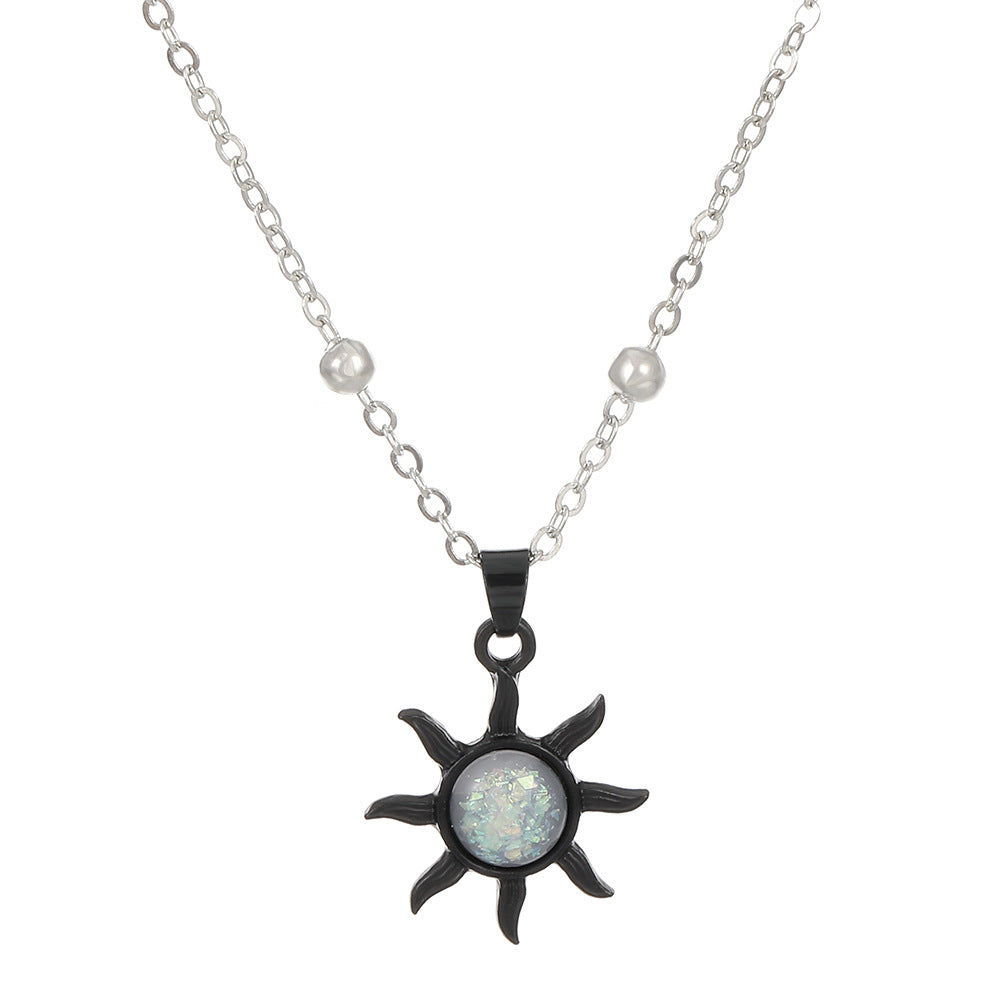 Accessories Opal Sun Necklace Temperament Inlaid Opal Small and Beautiful Simple Clavicle Necklace