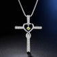 Fashion Cross Religious Belief Inlaid Zircon Pendant Necklace Heart Shape Necklace Jewelry