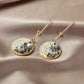 Geometric Pearl Color Gravel Earrings Heart Hollow Ear Studs Retro Temperament Fashion Trendy Earrings