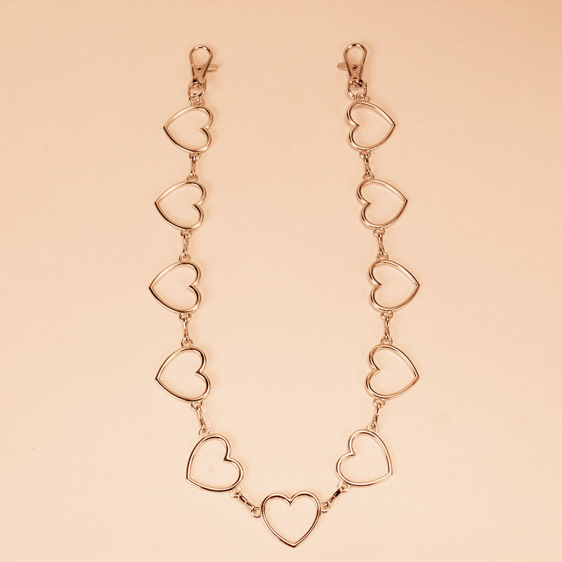 Jewelry simple hollow heart size peach heart waist decoration cold hip-hop pants chain waist chain