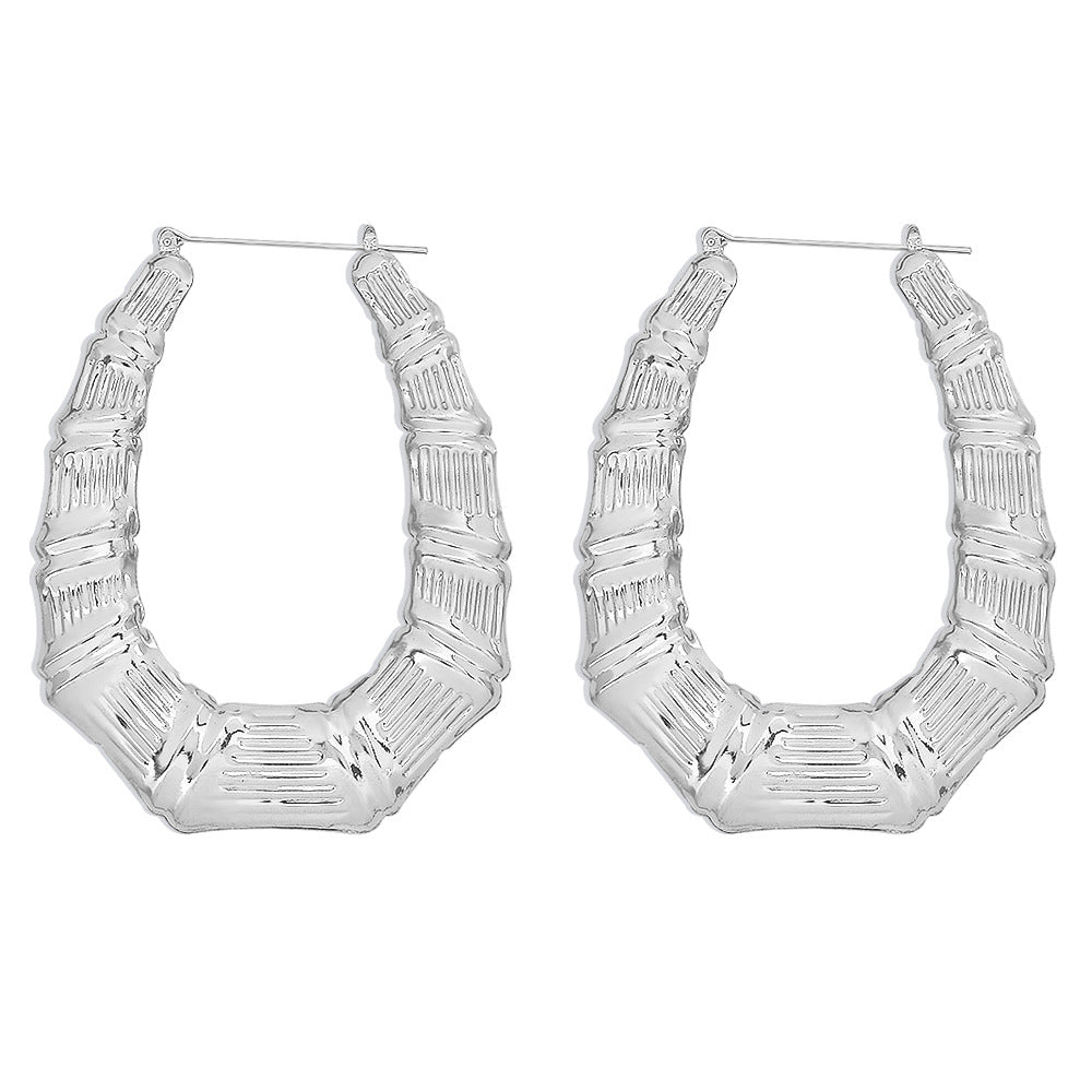 E983 Exaggerated Personality Earrings Retro Micro-inlaid Bamboo Butterfly Earrings Fashion Temperament Earrings Women